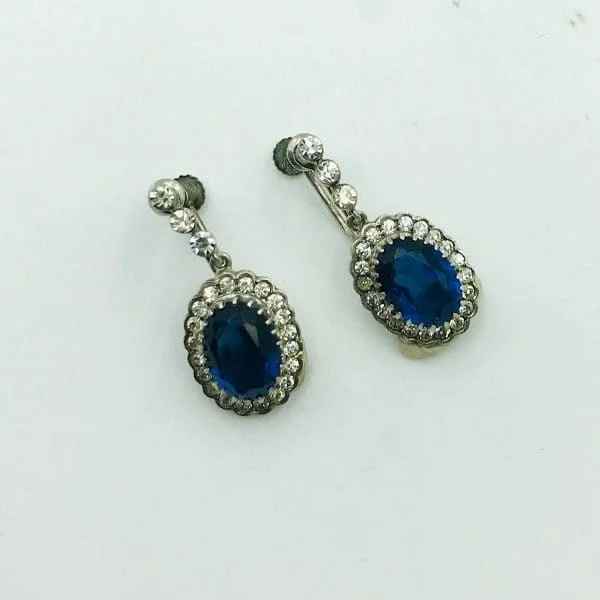 Vintage Knoll and Pregizer Sapphire Drop Earrings Circa 1950s - Image 2