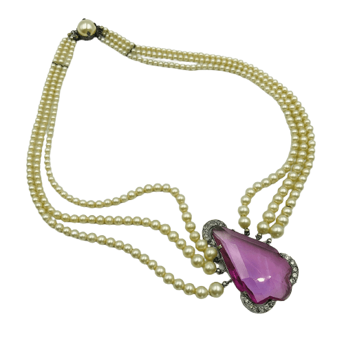 Art Deco Glass Pearl Necklace Circa 1930s