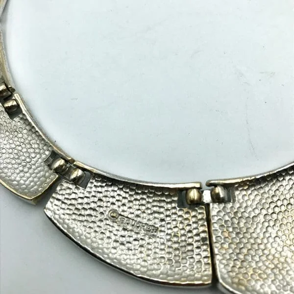 Vintage Boucher Textured Silver Tone Collar Necklace Circa 1960s - Image 4