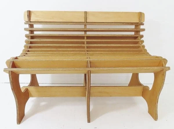 1970s Vintage Plywood Hall Bench Sofa - Image 4