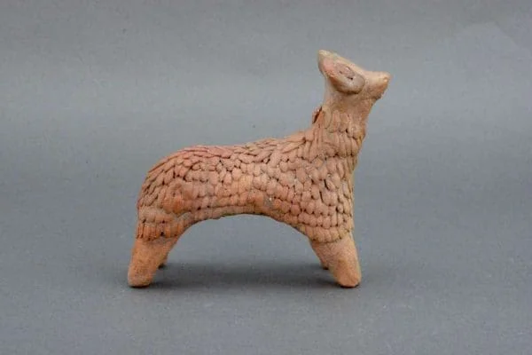 An ancient pottery figure of a ram hand made in Syria - Image 2