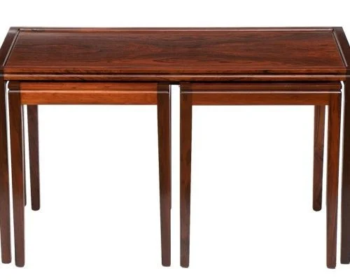 Danish Midcentury Rosewood Nest of Tables with Bevelled Tops