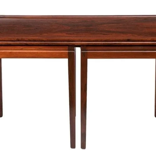 Danish Midcentury Rosewood Nest of Tables with Bevelled Tops