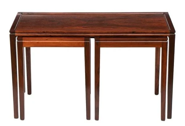 Danish Midcentury Rosewood Nest of Tables with Bevelled Tops