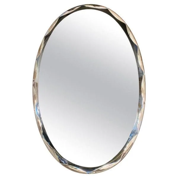 1960S ITALIAN METALVETRO OVAL SCALLOPED MIRROR