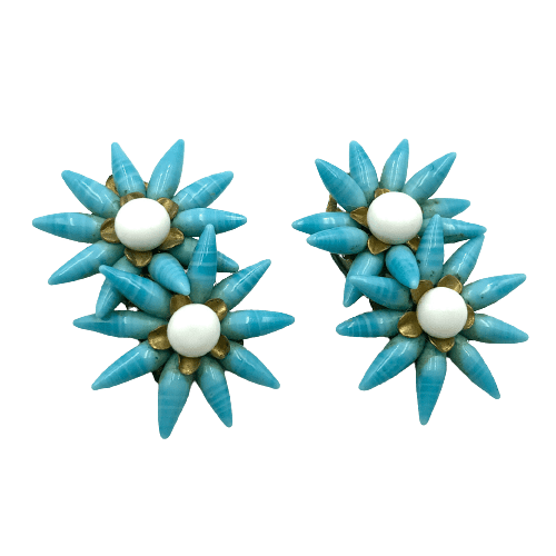 Vintage Louis Rousselet Turquoise Floret Earrings