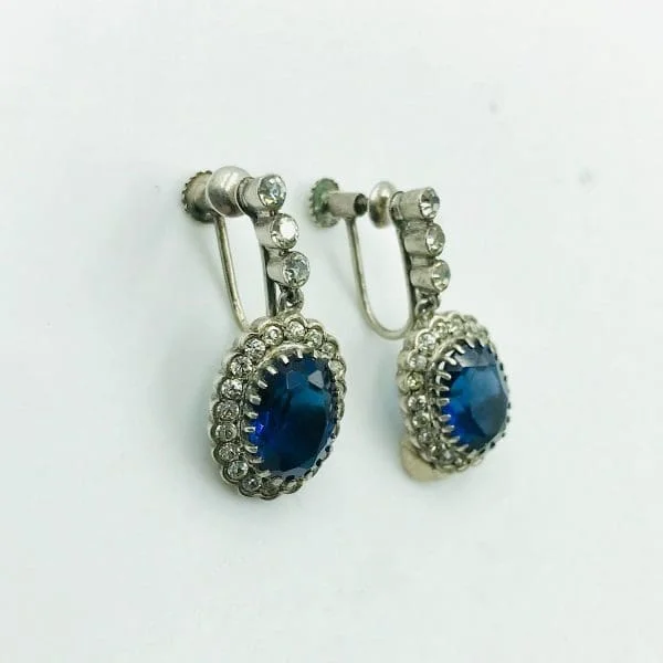 Vintage Knoll and Pregizer Sapphire Drop Earrings Circa 1950s - Image 3