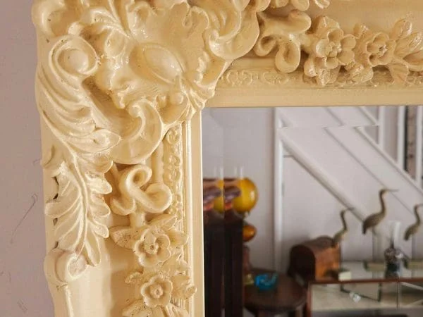 Baroque style bevelled mirror Large cream painted - Image 3