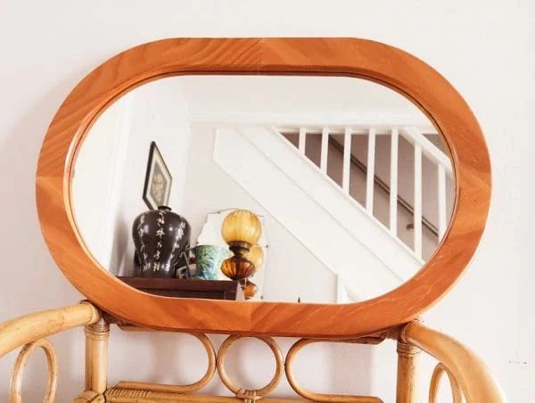 Oval Pine Framed Vintage Mirror - Image 4