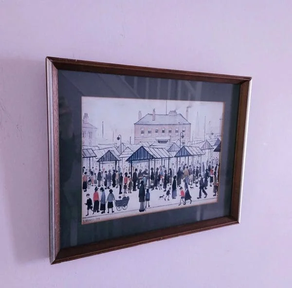 Framed L S Lowry Print of Market Scene Northern Town 1939 - Image 3