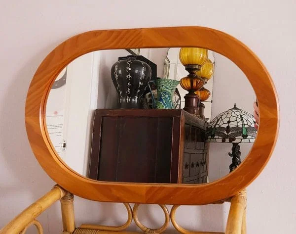 Oval Pine Framed Vintage Mirror - Image 2