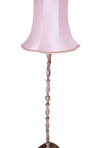 Tall Retro Cream & Gold Satin Lampshade with Scalloped Base