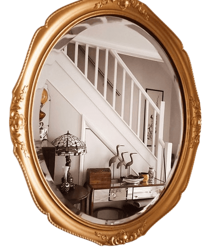 Oval Bevelled Mirror with Gilt Decorative Surround