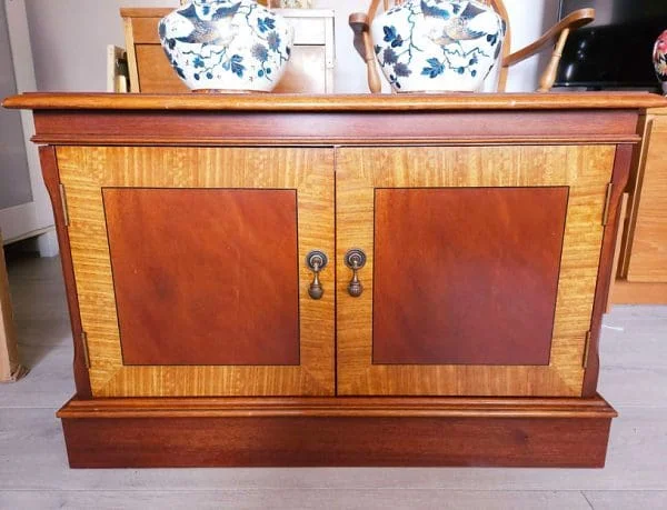 Two-Tone Mid-Century Cabinet Mahogany Tiger Maple & Teak - Image 2