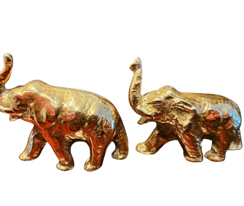 Pair of Solid Brass Miniature Elephants