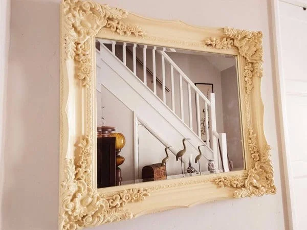 Baroque style bevelled mirror Large cream painted - Image 4