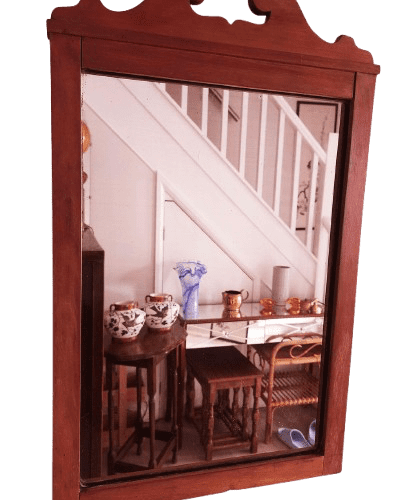 Antique Georgian mirror in light mahogany carved frame