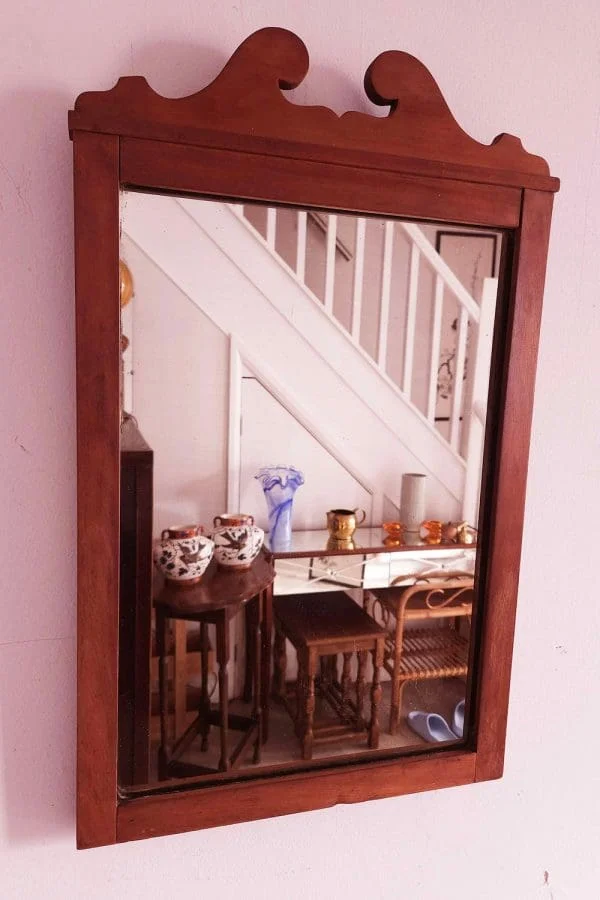 Antique Georgian mirror in light mahogany carved frame