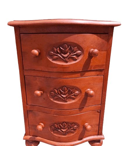 Solid Pine Shaped & Carved Side Table with Drawers