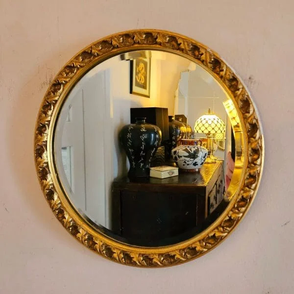 Circular bevelled vintage Gilded mirror