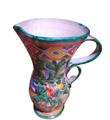 Large Technicolour Italian Majolica Vase Jug in Beswick Ware Style