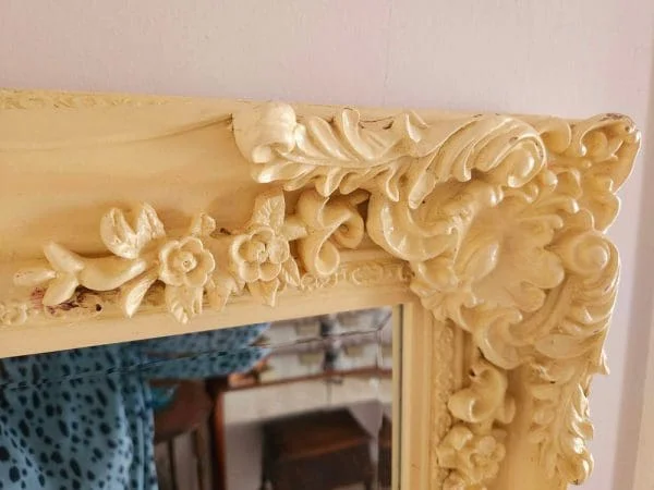 Baroque style bevelled mirror Large cream painted - Image 2