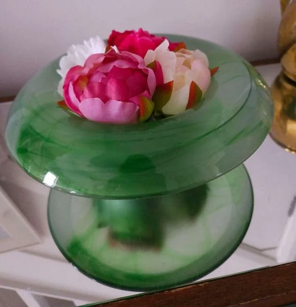 Art Deco George Davidson Smoked Cloud Glass Green Posy Bowl - Image 6