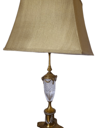 Elegant Vintage Crystal and Brass Table Lamp