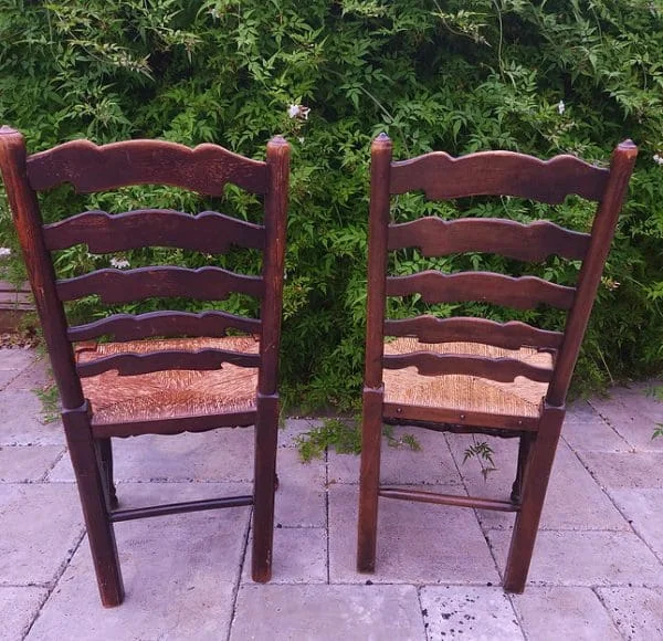 Pair of Large 19th Century Oak Ladder Back Chairs - Image 2