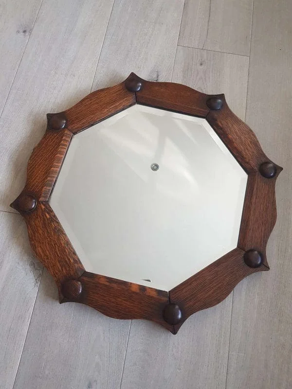 Antique Jacobean oak 'Sun' mirror