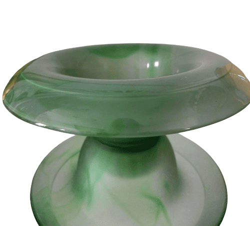 Magnificent Art Deco George Davidson Smoked Cloud Glass Green Posy Bowl