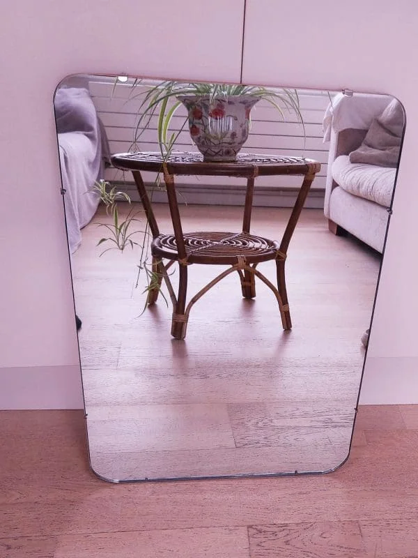 Mid-Century frameless asymmetrical mirror