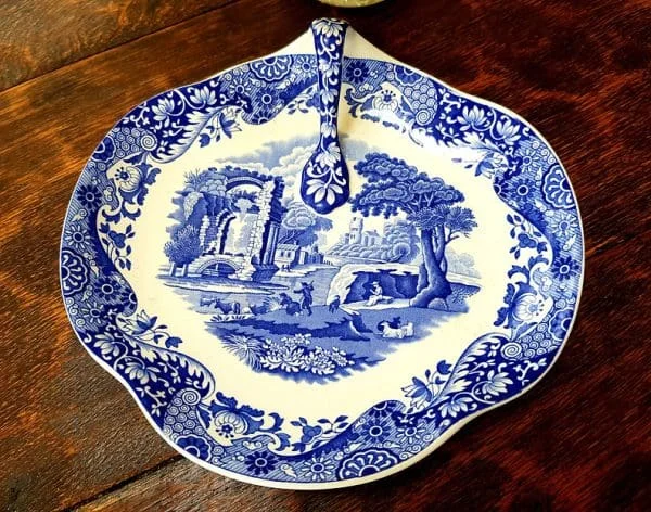 Rare Vintage Spode Blue Italian Dish with Handle - Image 2