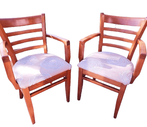 Pair of Bentwood Mid-Century Carver Style Chairs with Original FMG Label