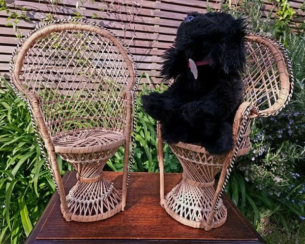 Pair of Miniature Wicker Peacock Chairs for Dolls - Image 3