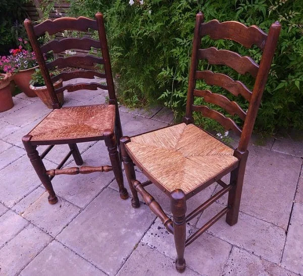 Pair of Large 19th Century Oak Ladder Back Chairs - Image 3