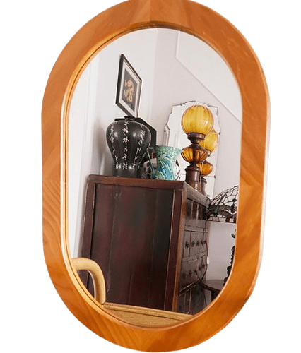 Oval Pine Framed Vintage Mirror