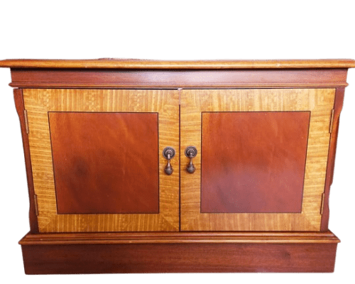 Two-Tone Mid-Century Cabinet Mahogany Tiger Maple & Teak