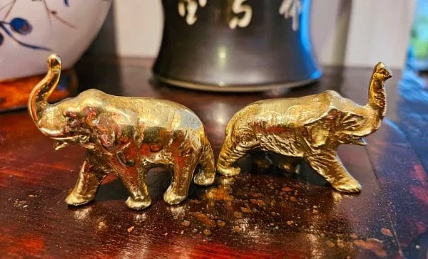 Pair of Solid Brass Miniature Elephants - Image 4