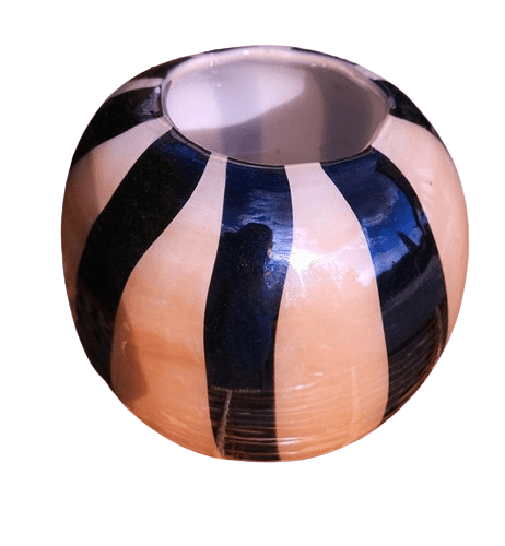 Murano Style Striped Circular Glass Vase