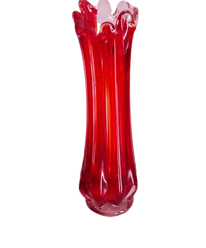 Red Glass Tulip Vase with Two-Tone Effect