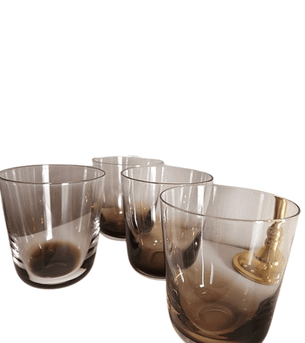 Set of 4 Large Water Glasses with Rounded Smoked Glass Bases