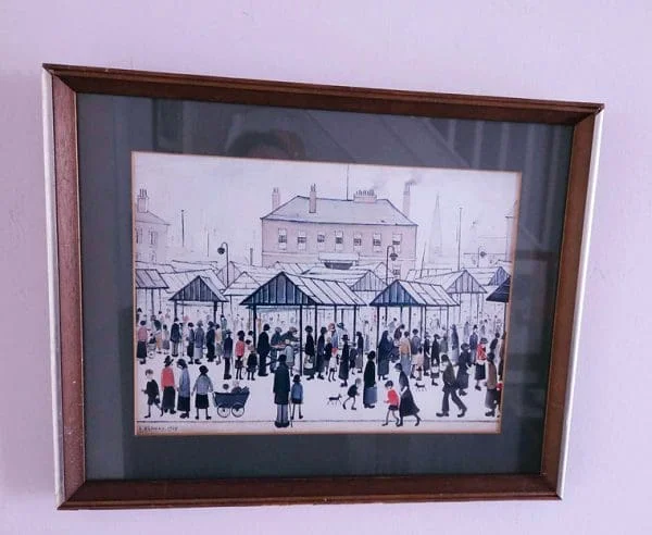 Framed L S Lowry Print of Market Scene Northern Town 1939 - Image 6