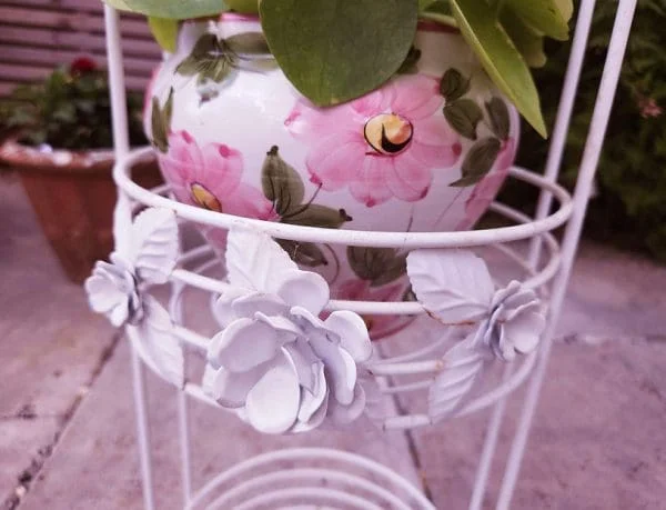 Three-Tiered White Vintage Plant Stand or Bathroom Storage - Image 3