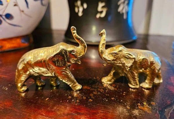 Pair of Solid Brass Miniature Elephants - Image 5