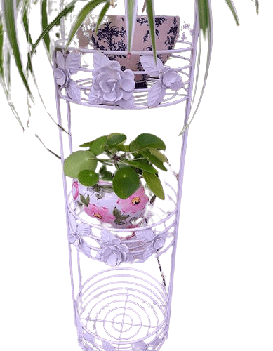 Three-Tiered White Vintage Plant Stand or Bathroom Storage