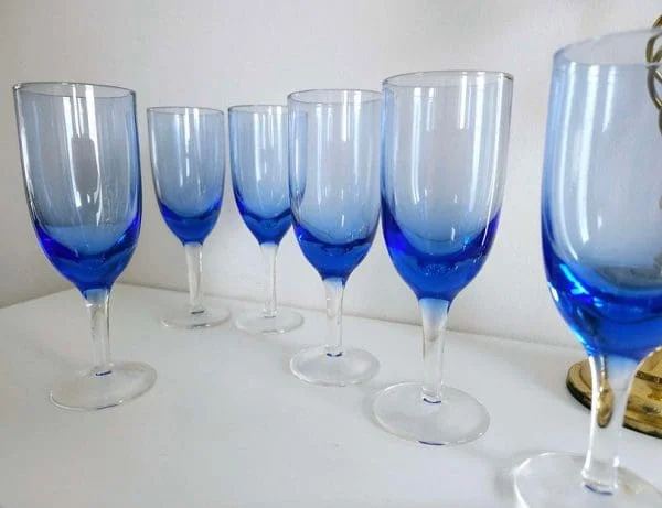 Set of 6 Cobalt Blue Tinged Champagne Flutes - Image 4