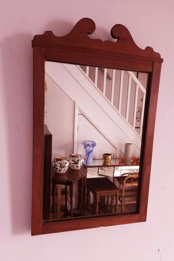 Antique Georgian mirror in light mahogany carved frame - Image 4