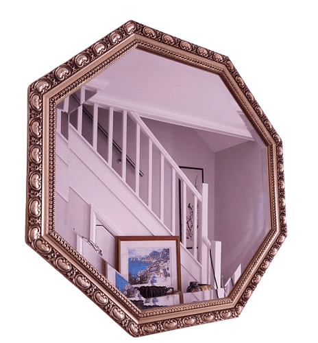 Large Octagonal Brass Framed Bevelled Mirror by Richmond Glass