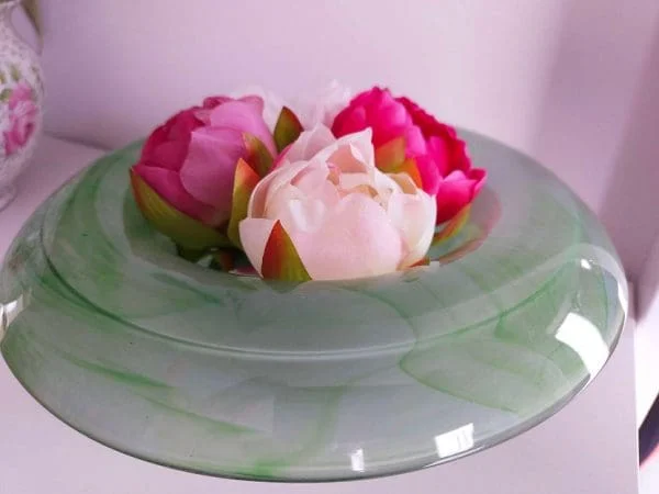 Art Deco George Davidson Smoked Cloud Glass Green Posy Bowl - Image 8